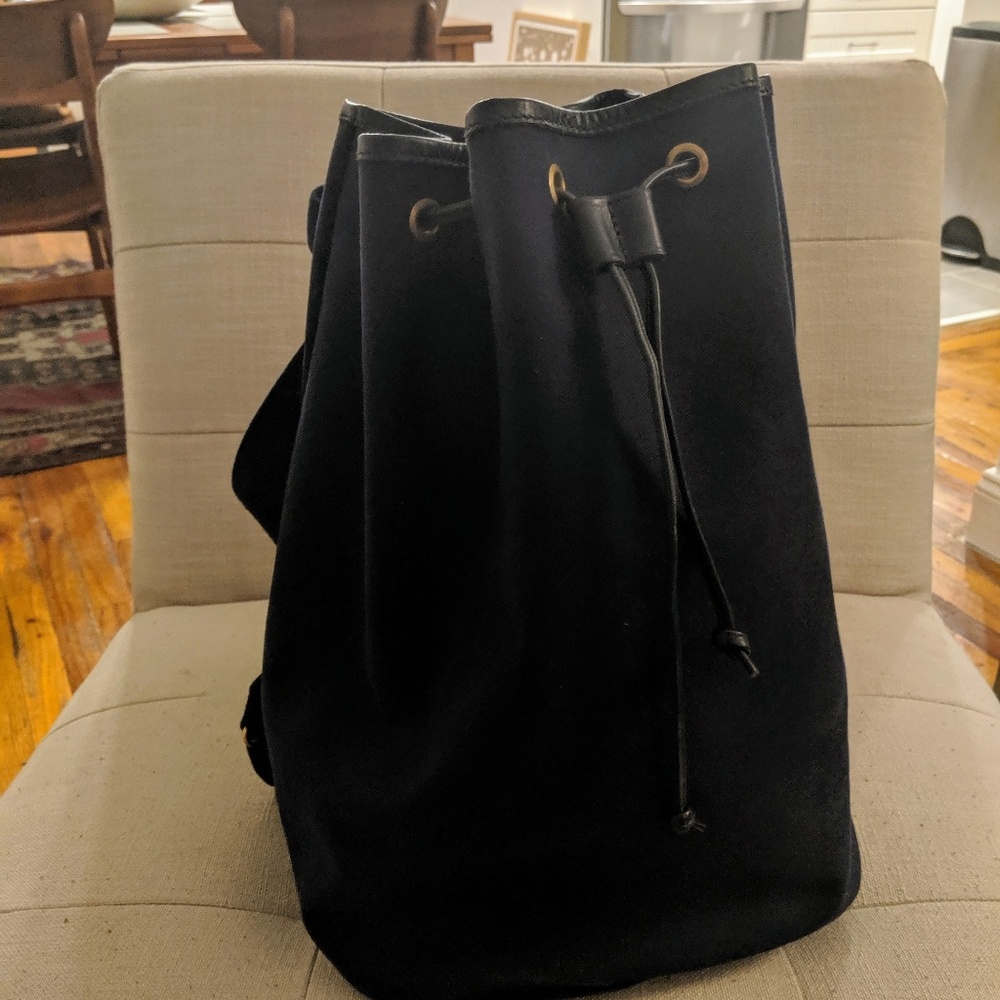 Boden Blue Canvas Bucket Backpack